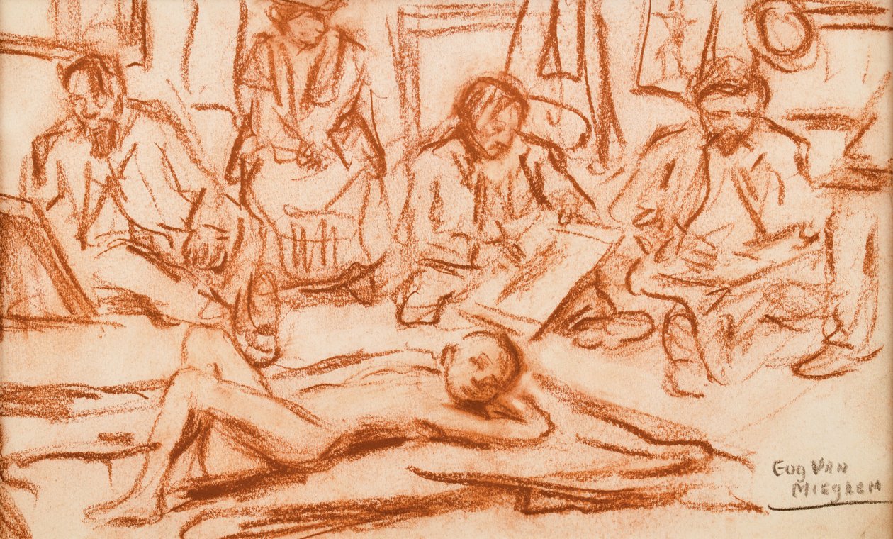 Augustine Among Drawing Artists by Eugeen van Mieghem