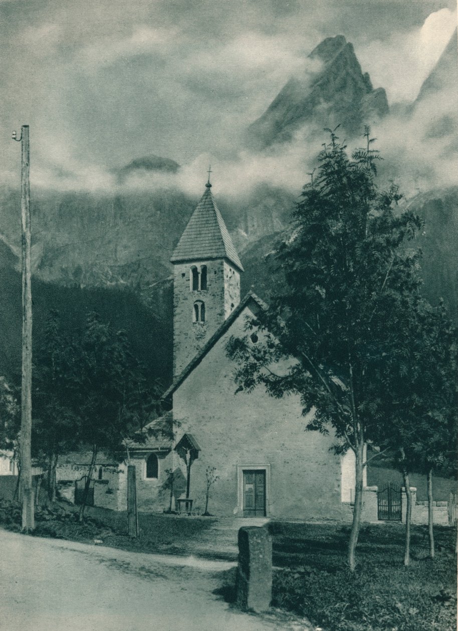 Chapel and Pala Group, San Martino di Castrozza, Dolomites, Italy by Eugen Poppel