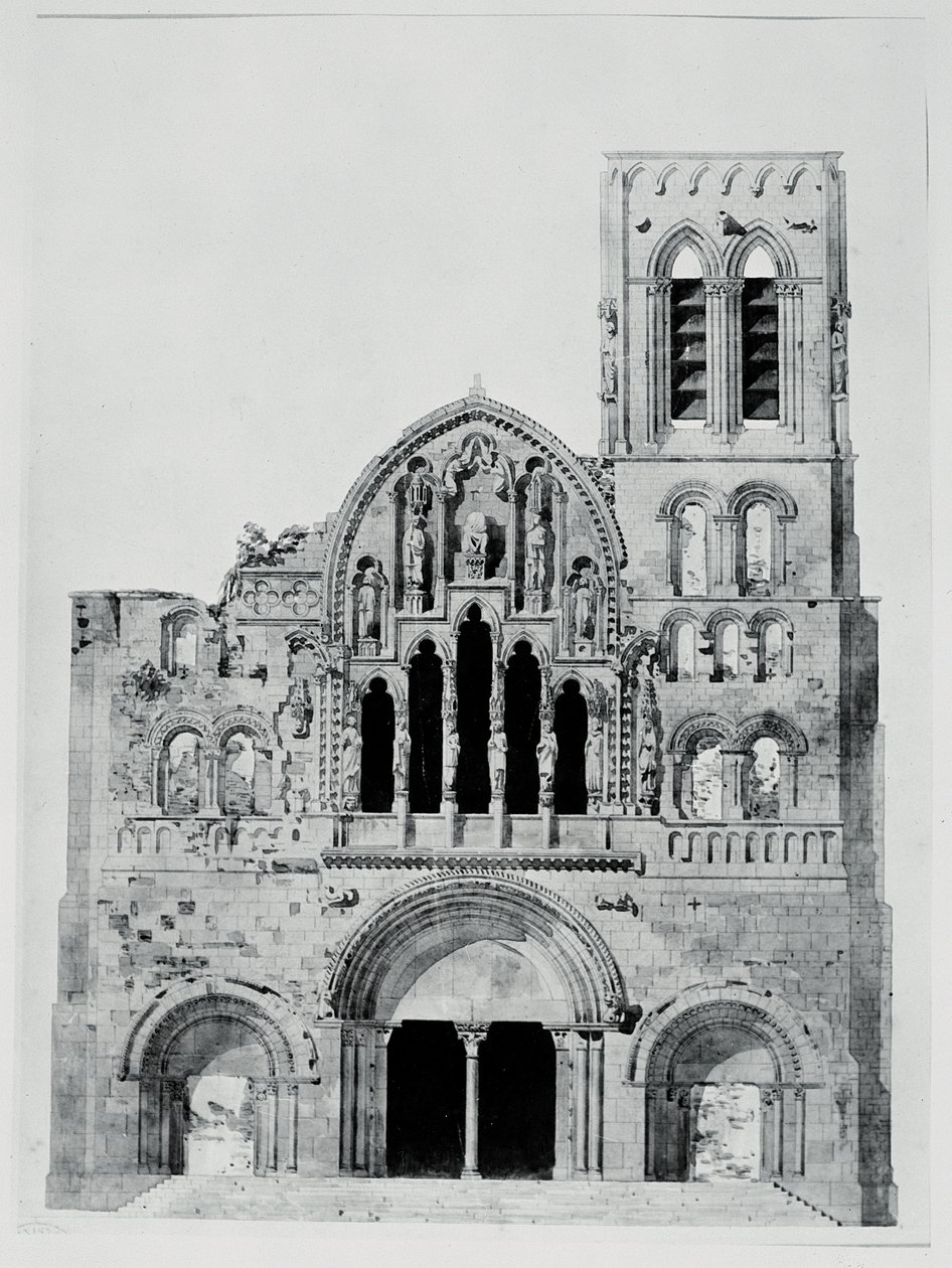 The Facade of La Madeleine de Vezelay by Eugene Emmanuel Viollet le Duc