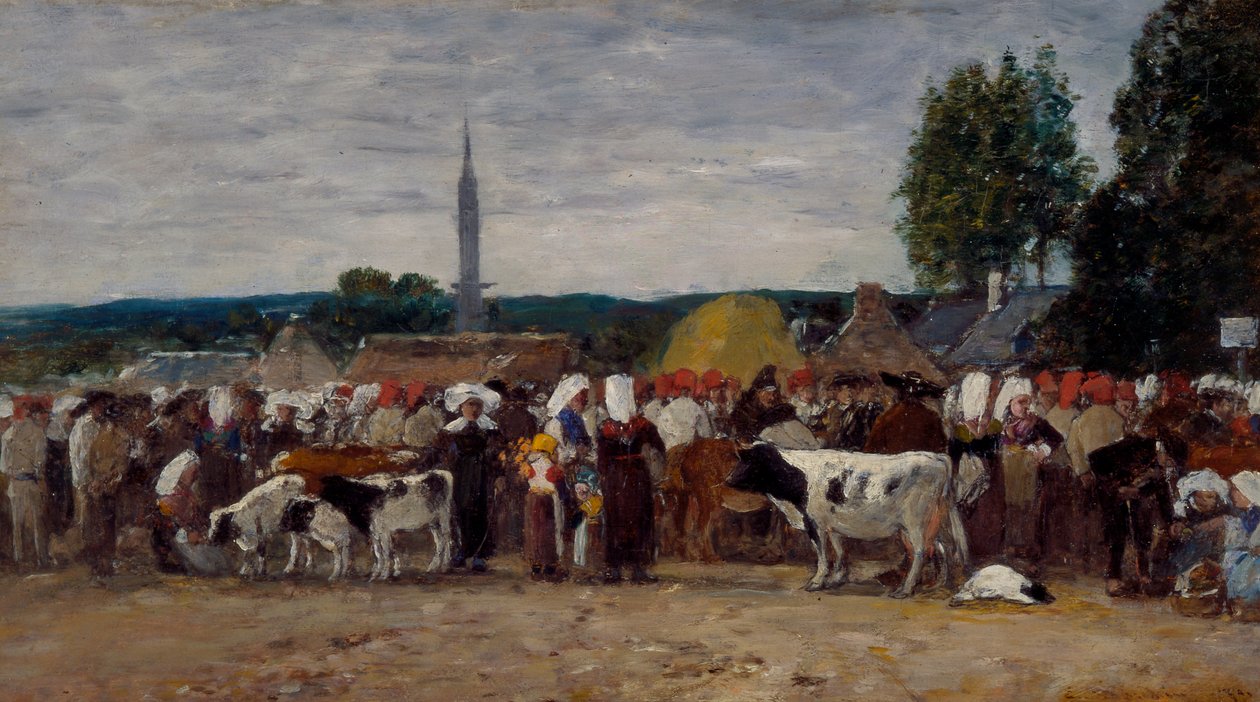 Fair in Brittany, 1874 by Eugene Louis Boudin