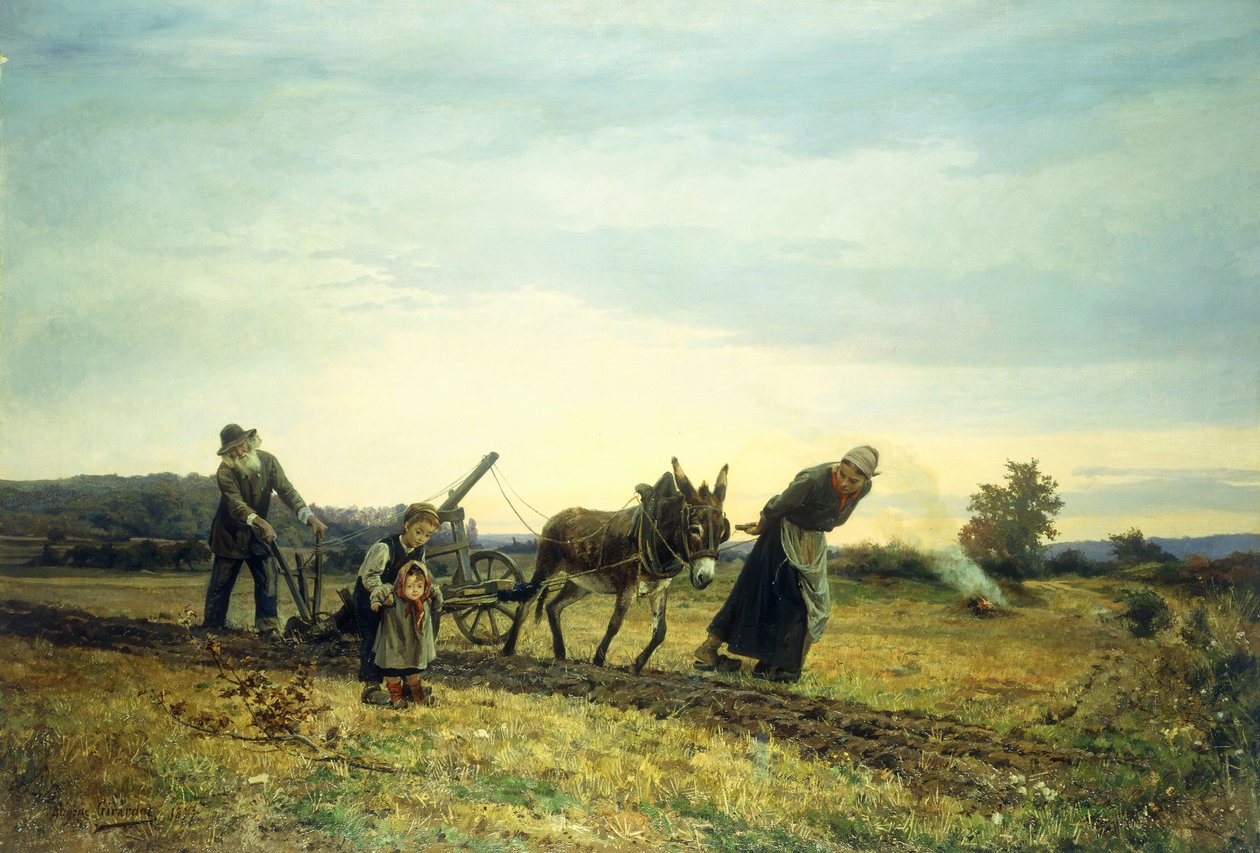 Plowing the Fields, 1877 by Eugene Alexis Girardet