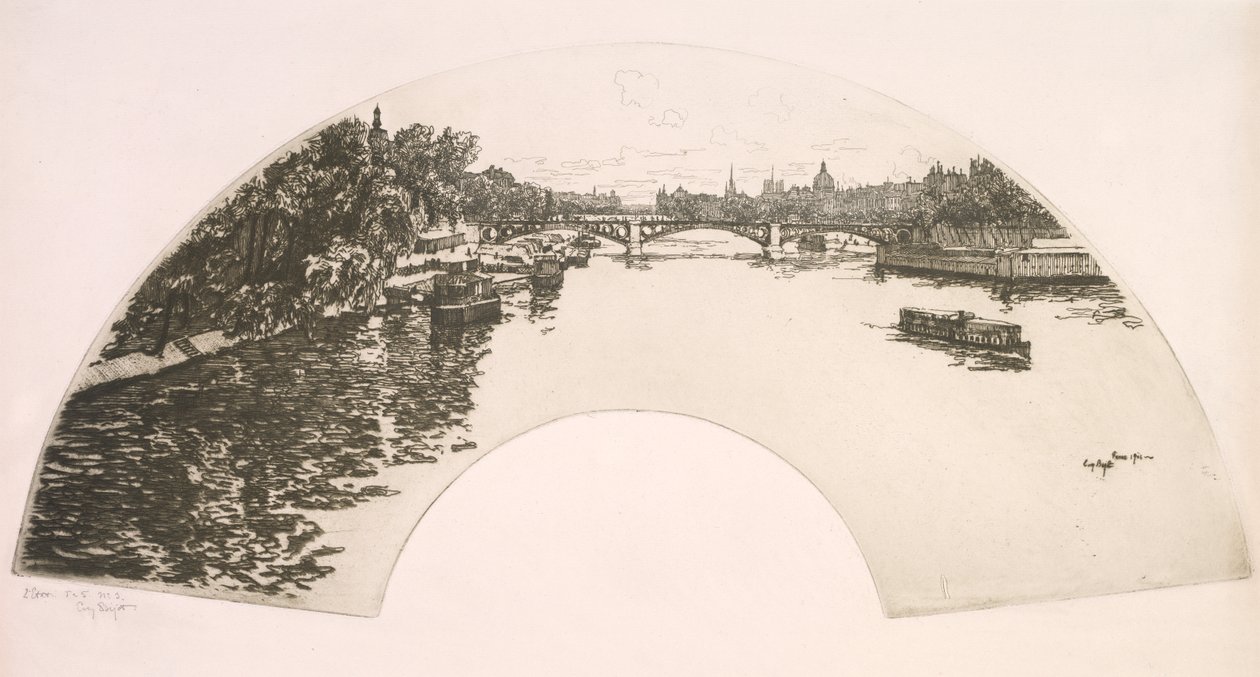 Fan, The Seine Seen from the Pont Royal by Eugene Bejot
