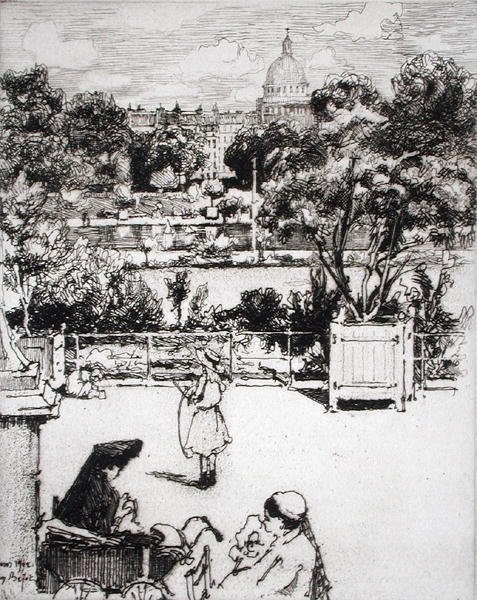 Parisian park, from Du Ier au XXeme: Les Arondissements de Paris..., published 1903 by Eugene Bejot