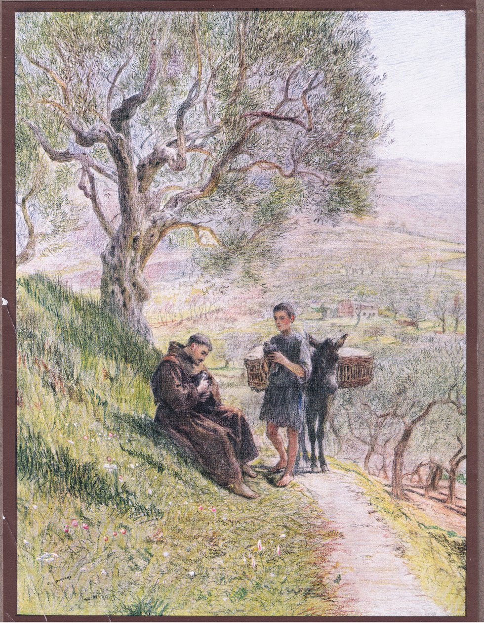 St Francis tames the wild Turtle Doves by Eugene Burnand
