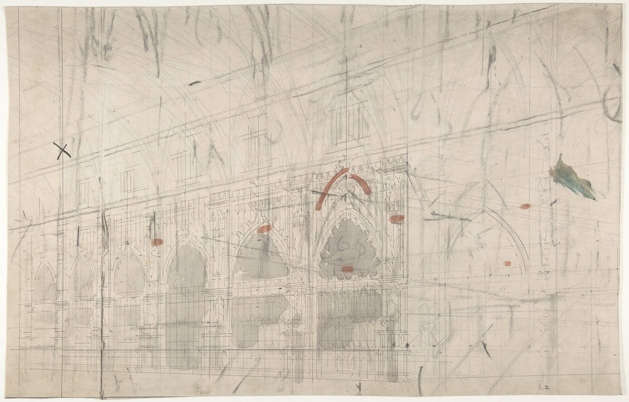 Design for a Stage Set at the Opéra, Paris: Church Interior by Eugene Ciceri