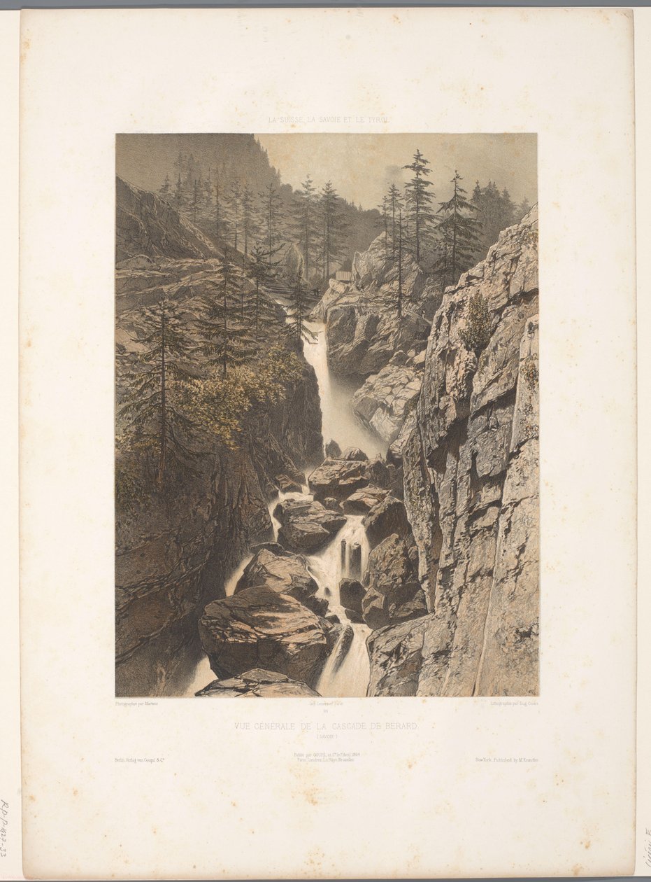 View of the Bérard Waterfall (Views in Switzerland, Savoy and Tyrol) by Eugene Ciceri