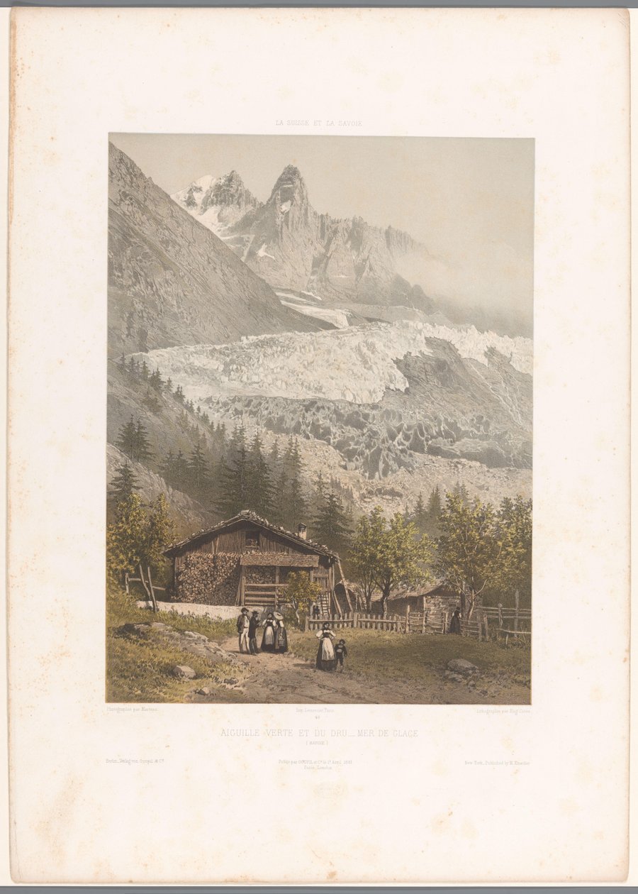 View of the Aiguille Verte and Dru Peaks and the Mer-de-Glace Glacier by Eugene Ciceri
