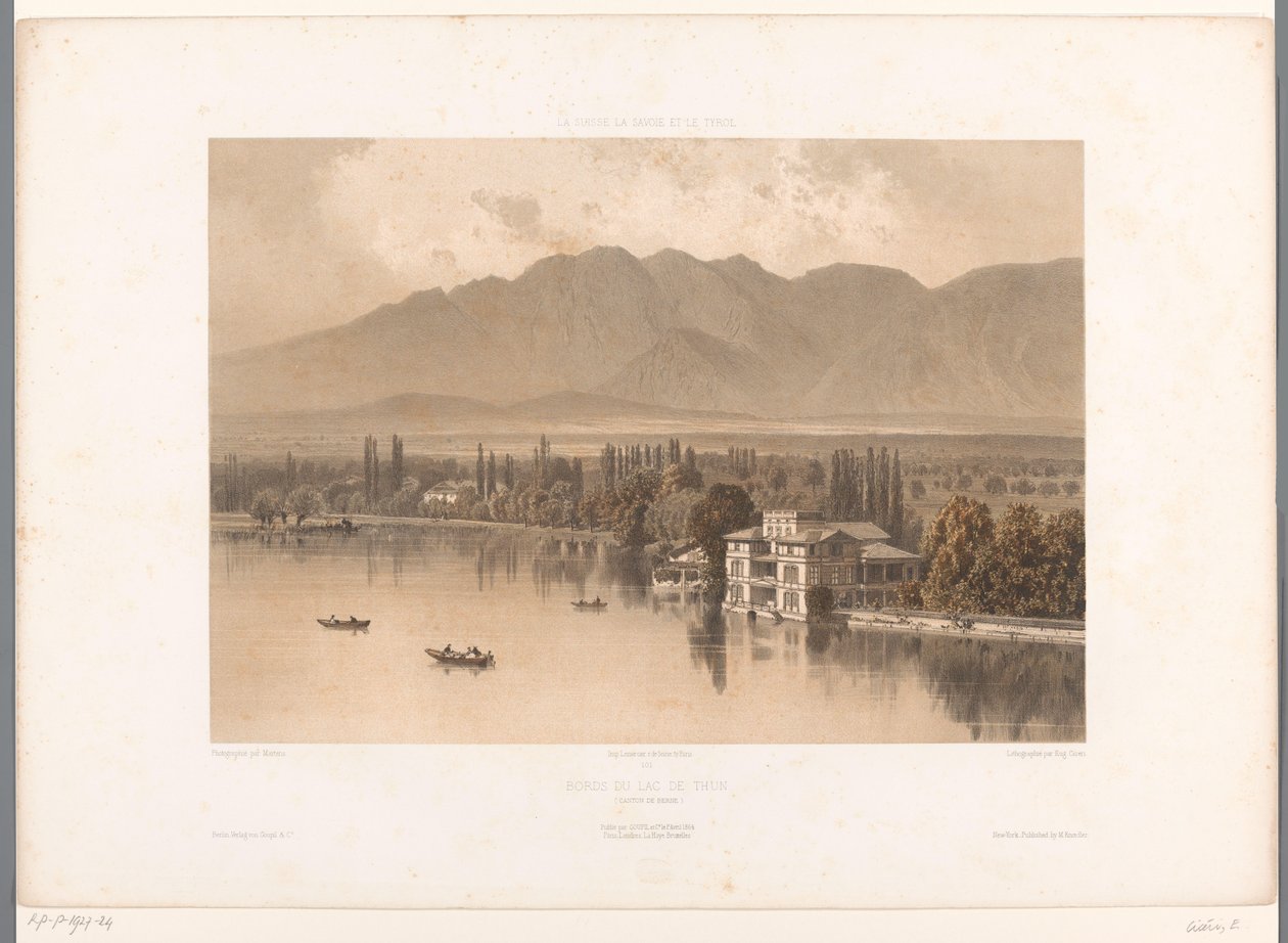 View of the Shores of Lake Thun (series: Views in Switzerland, Savoy, and Tyrol) by Eugene Ciceri
