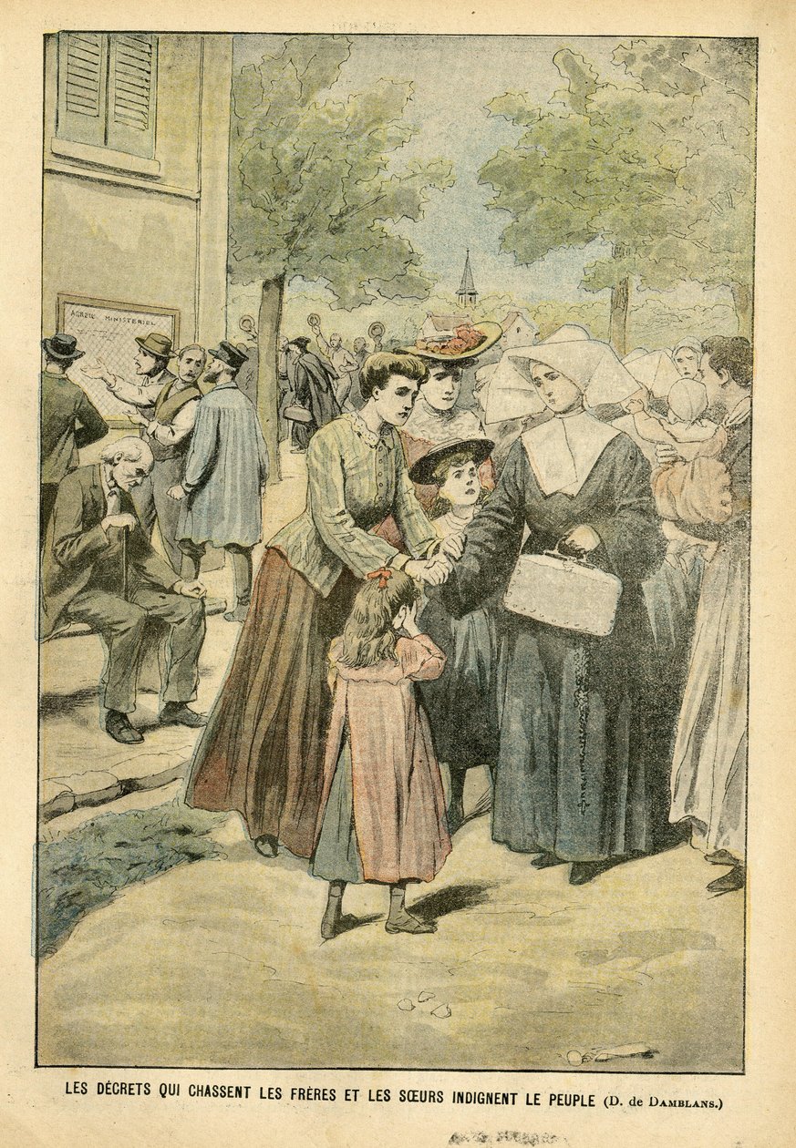 Illustration of Eugene Damblans in Le Pelerin, 24/07/04 - Decrees that drive out brothers and sisters indignate the people by Eugene Damblans