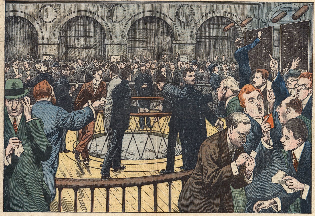Internal view of the Paris Stock Exchange by Eugene Damblans