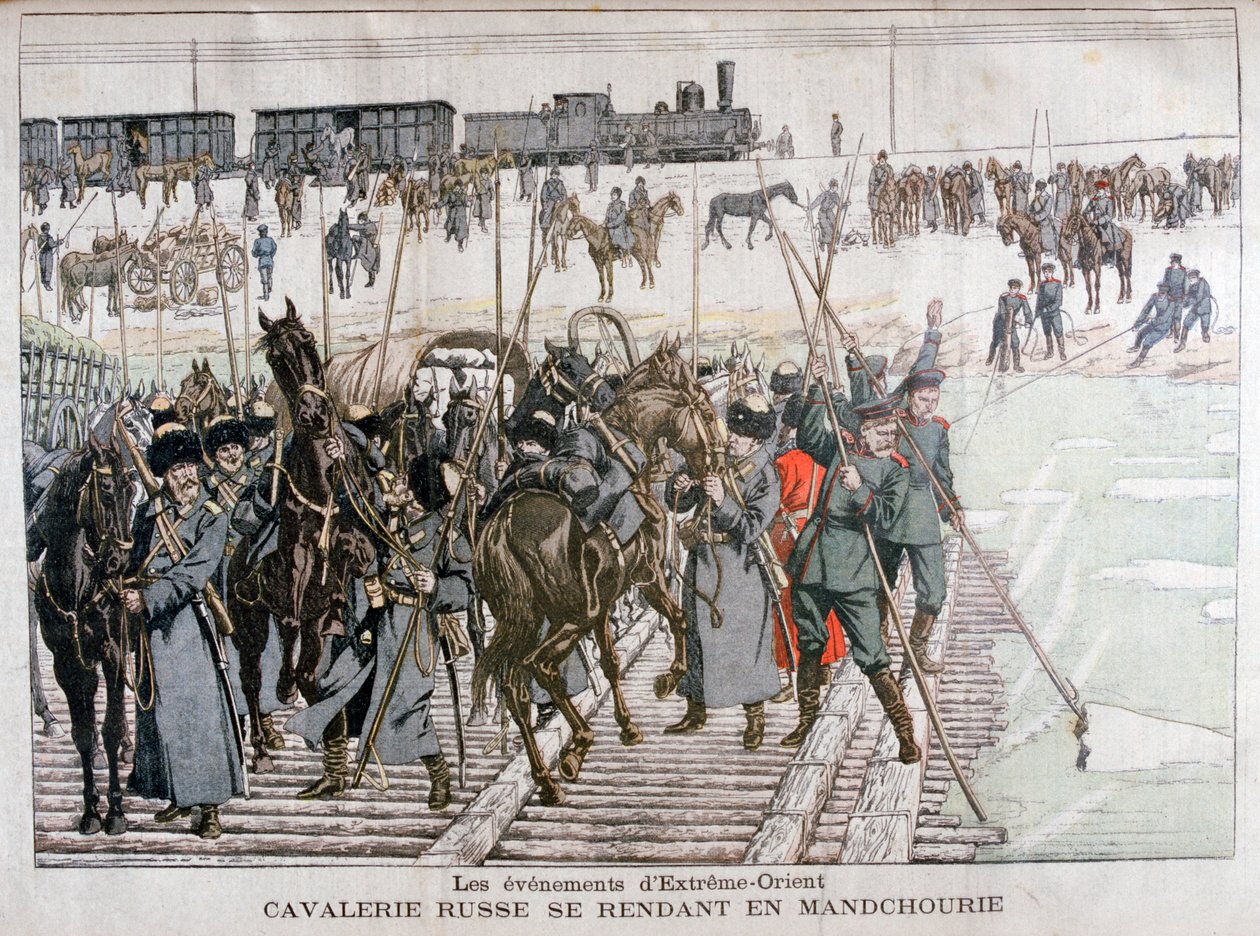 Russian cavalry heading into Manchuria, China, 1900 by Eugene Damblans