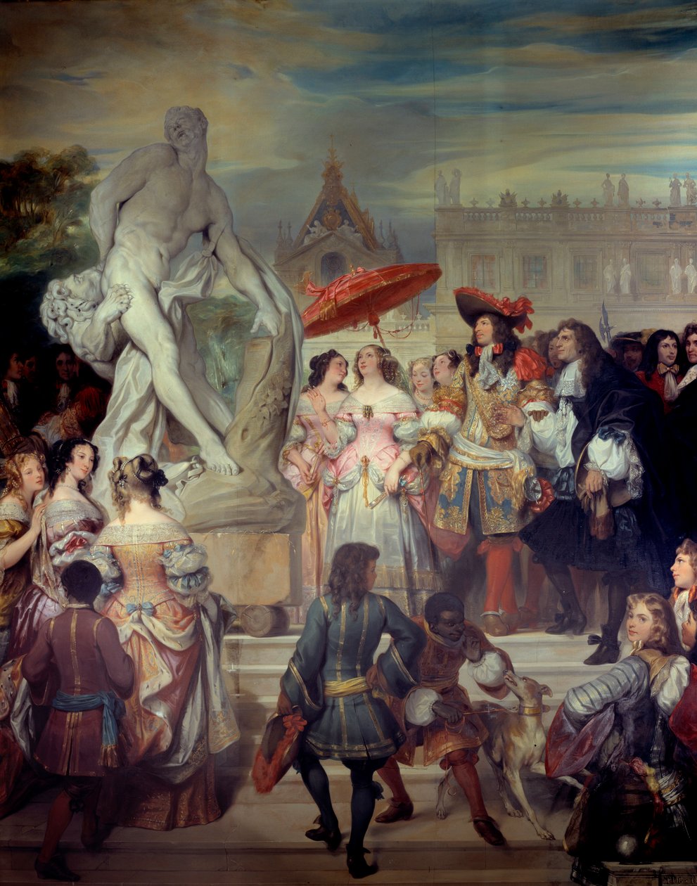 Pierre Puget Presents His Statue Milon of Crotone to Louis XIV in the Gardens of the Castle of Versailles by Eugene Deveria