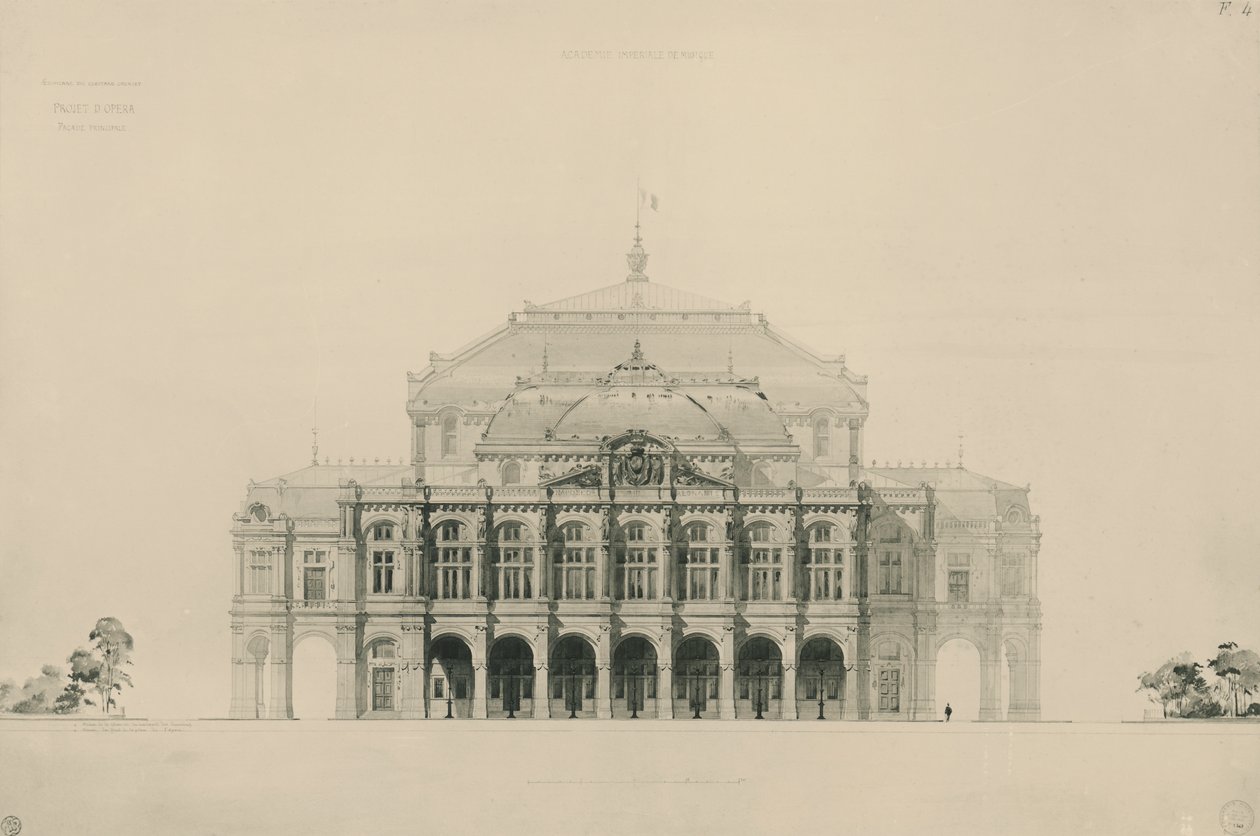 Designs Submitted by Viollet le Duc for Construction of New Opera House of Paris by Eugene Emmanuel Viollet le Duc