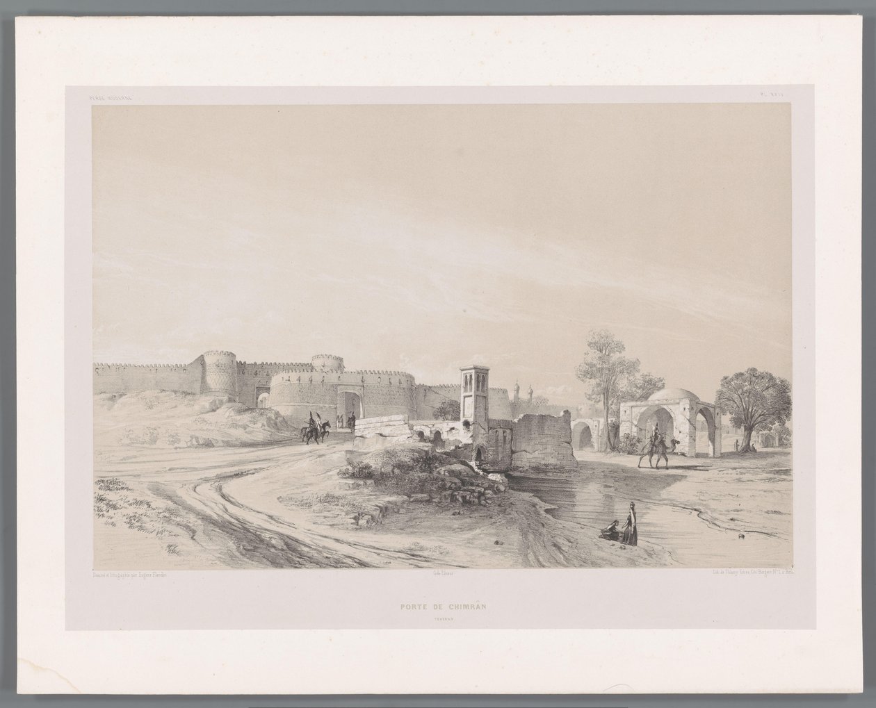 Shemran Gate in Tehran (Persian Landscapes, Modern Persia) by Eugene Flandin
