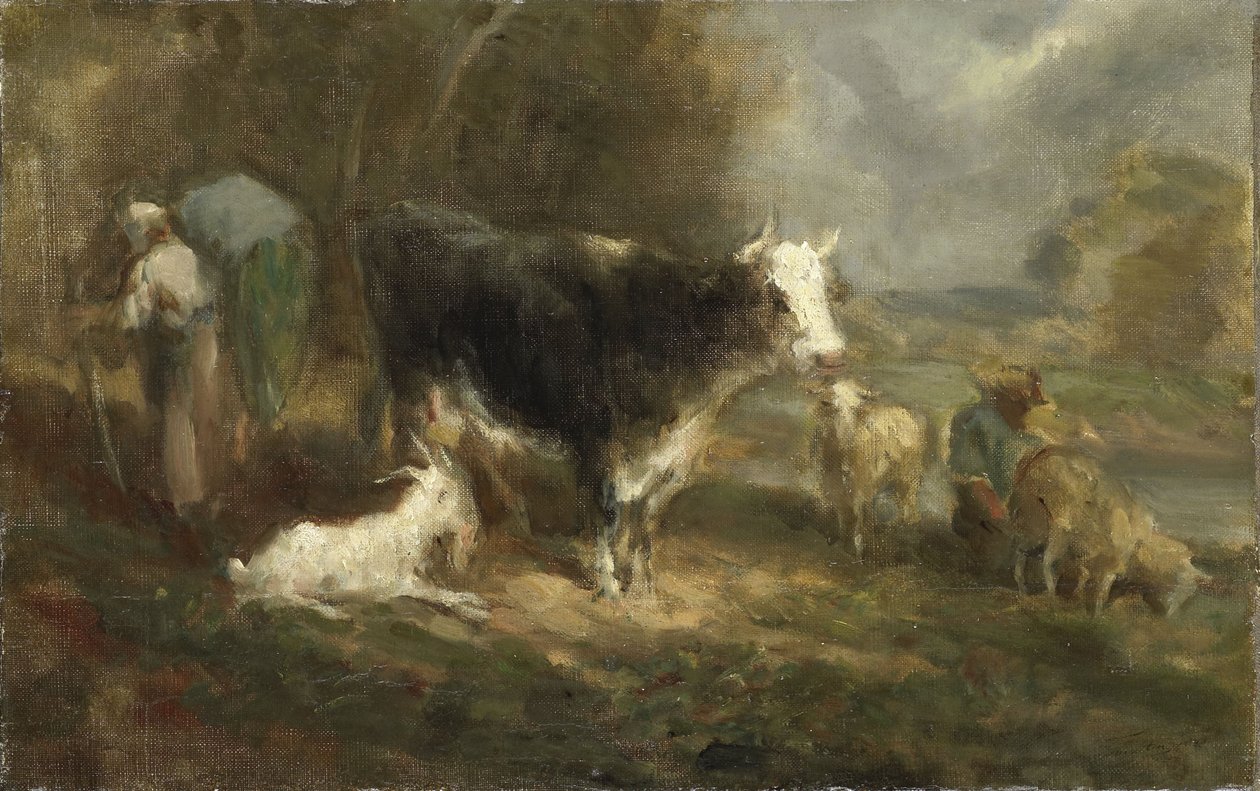 Farmyard with Cattle by Eugene Fromentin