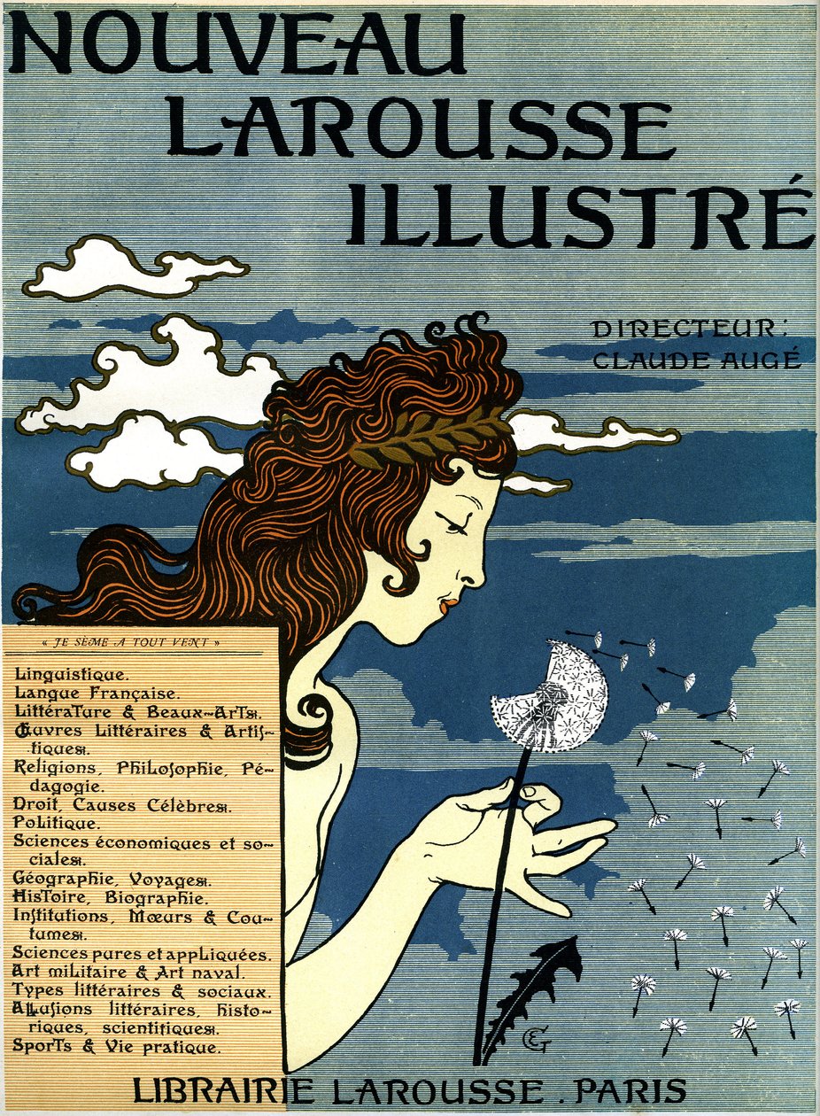 First Page of Nouveau Larousse Illustré (Dictionary in Seven Volumes Published Between 1897 and 1904) by Eugene Grasset