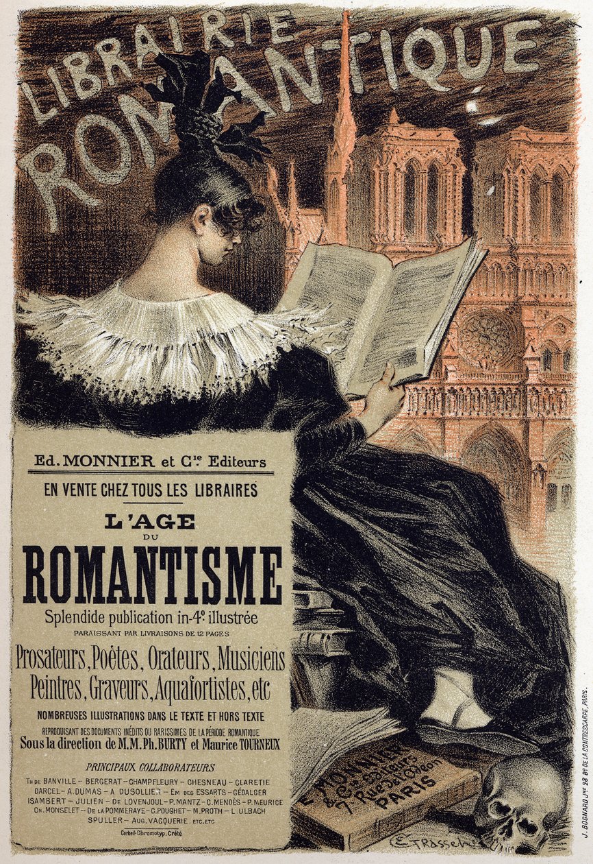 Romantic Bookstore. Poster by Eugene Grasset for the Editor Monnier, France by Eugene Grasset