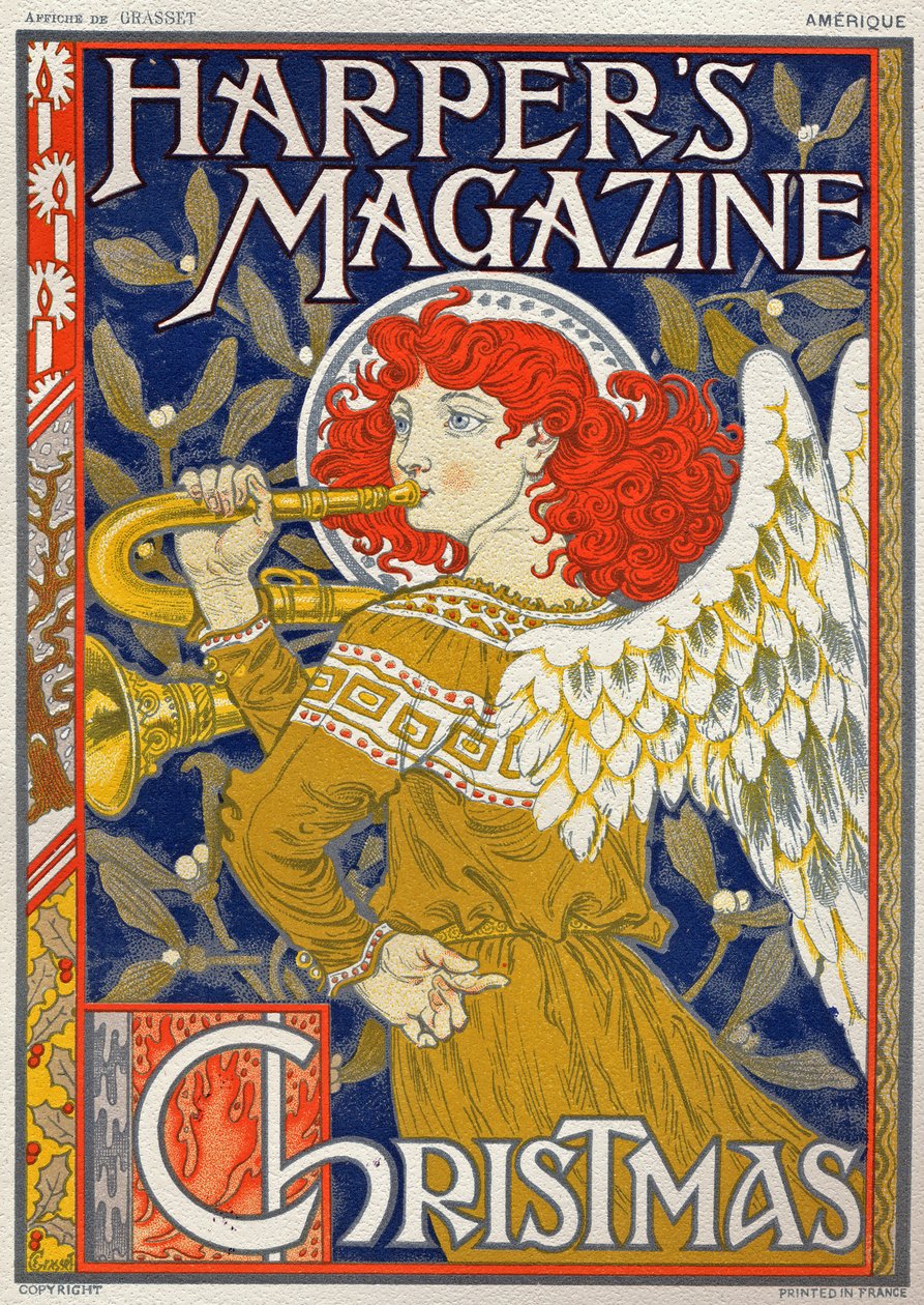 Christmas Angel. Poster by Eugene Grasset for Harper