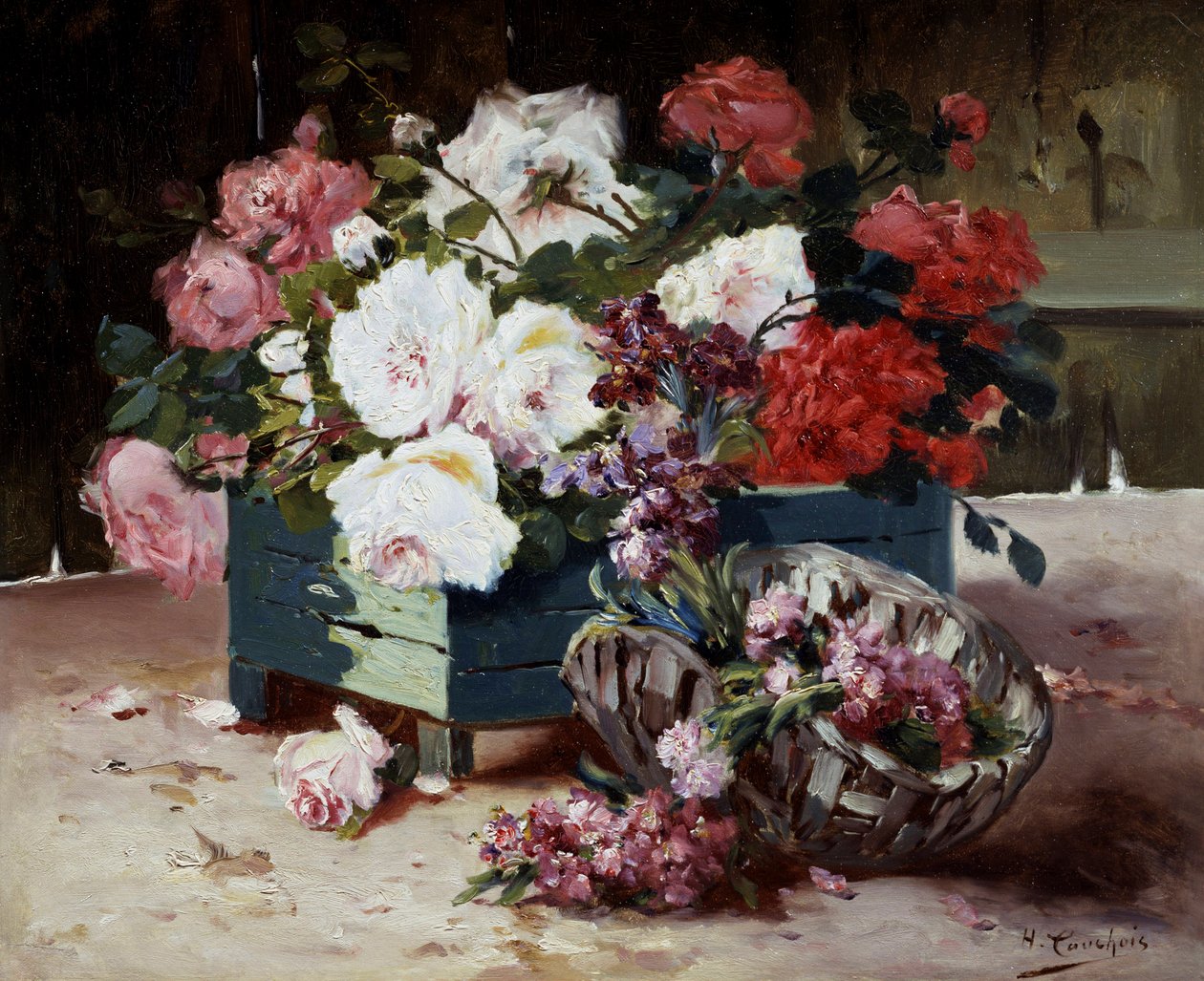 Red and Pink Roses by Eugene Henri Cauchois