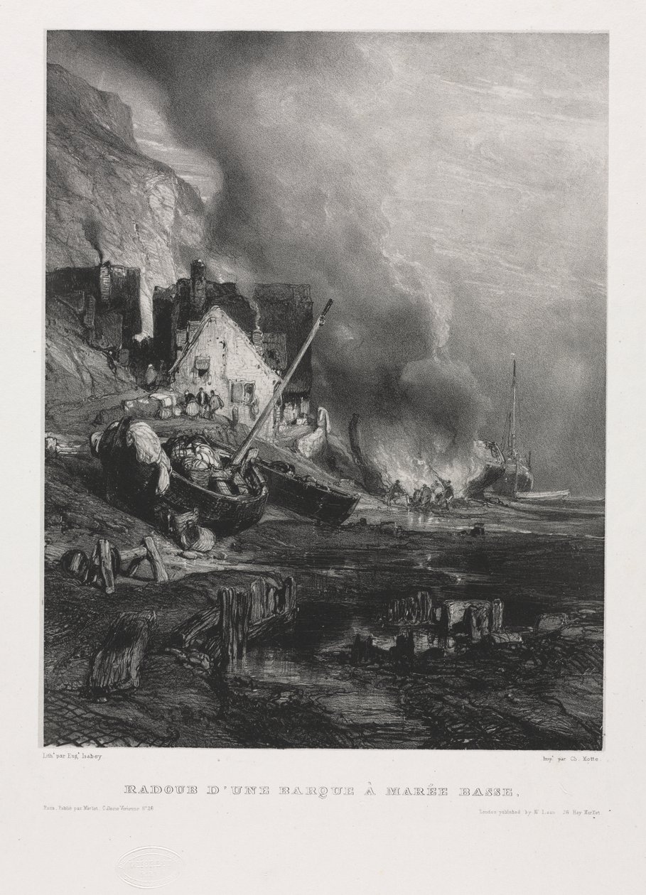 Six Marines: Refitting of a Boat at Low Tide by Eugene Isabey