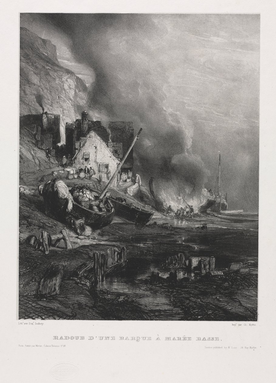 Six Marines: Refitting of a Boat at Low Tide by Eugene Isabey