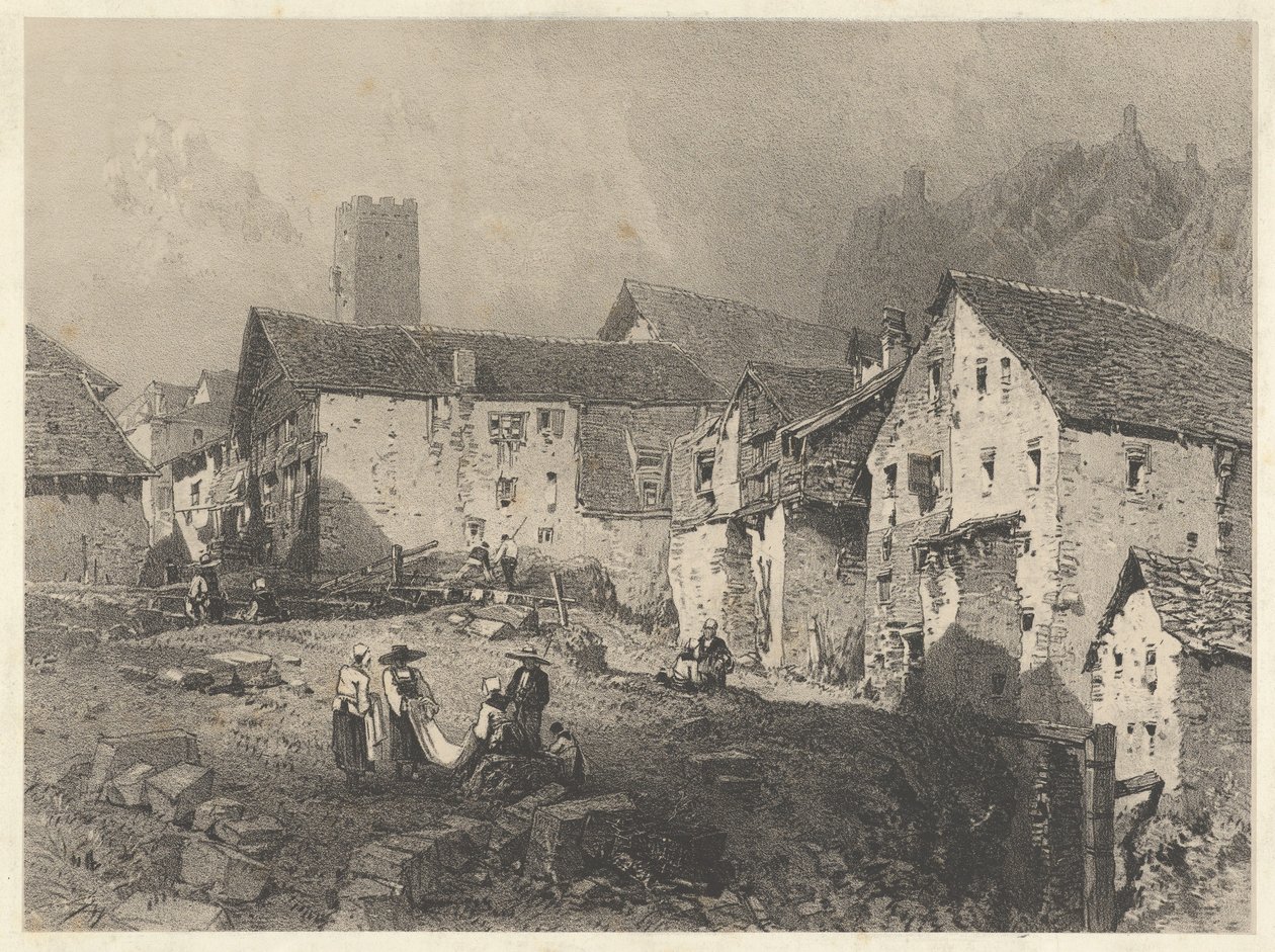 View of a Mountain Village by Eugene Isabey