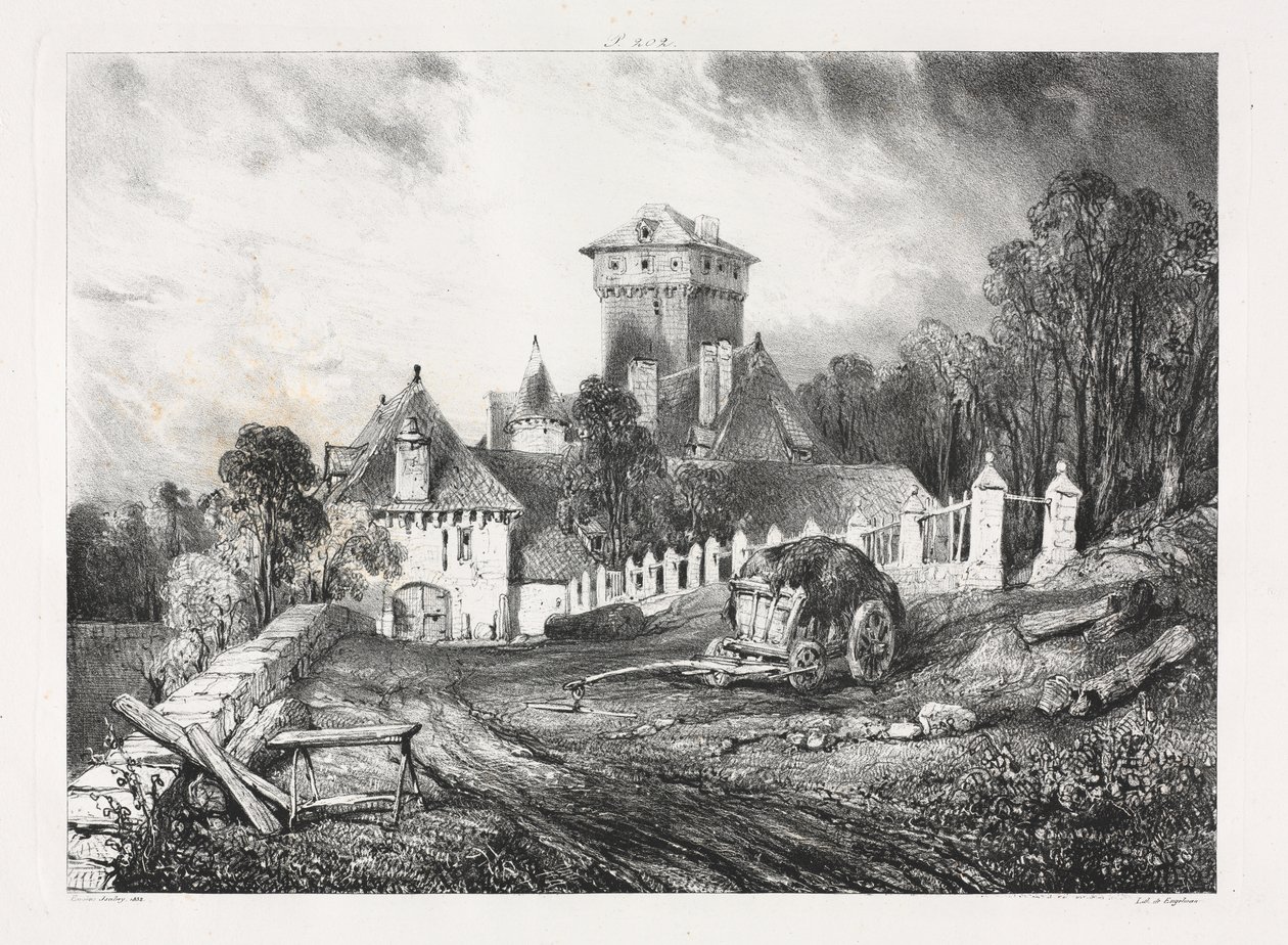Picturesque and Romantic Voyages in Old France, Auvergne: Château de Pesteil at Polminhac by Eugene Isabey