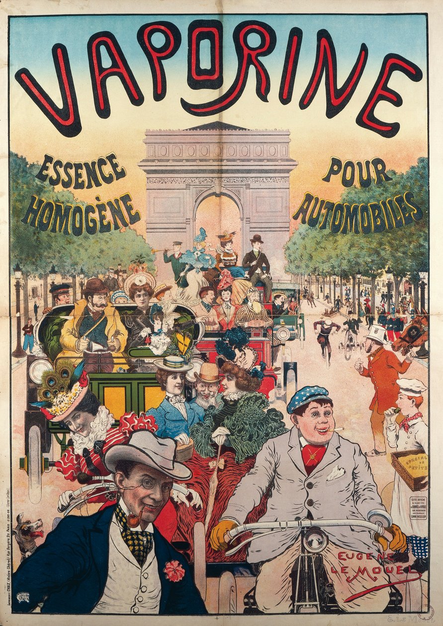 Vaporine Essence Homogene pour Automobiles, illustration signed by Eugene Le Mouel by Eugene Le Mouel