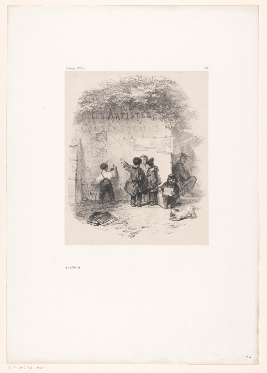 Children in Front of a Wall from Souvenirs of Artists by Eugene Leroux
