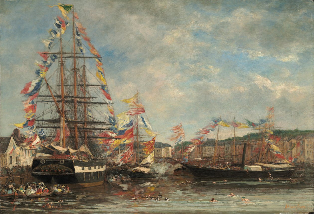 Festival in the Harbor of Honfleur, 1858 by Eugene Louis Boudin
