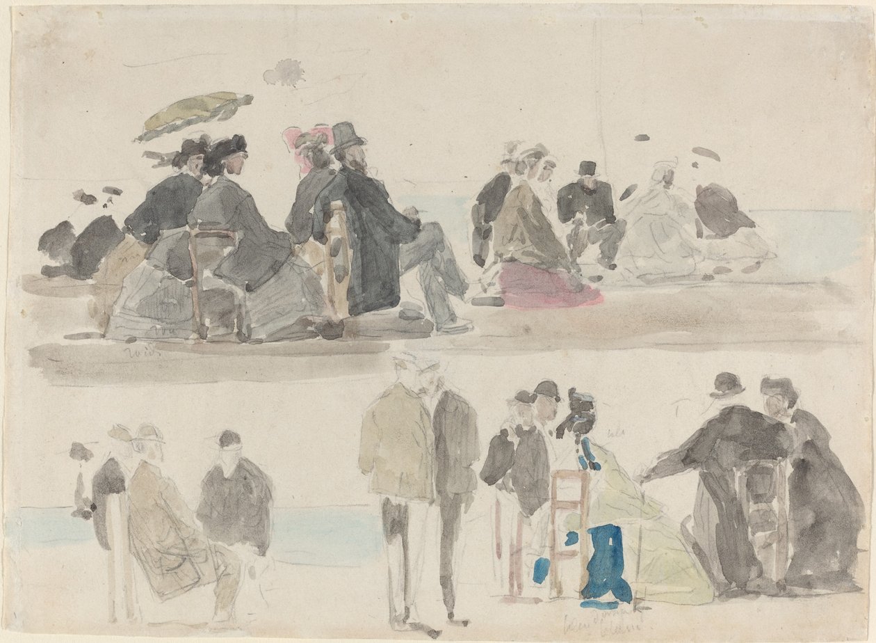 Ladies and Gentlemen on the Beach, in Two Registers by Eugene Louis Boudin