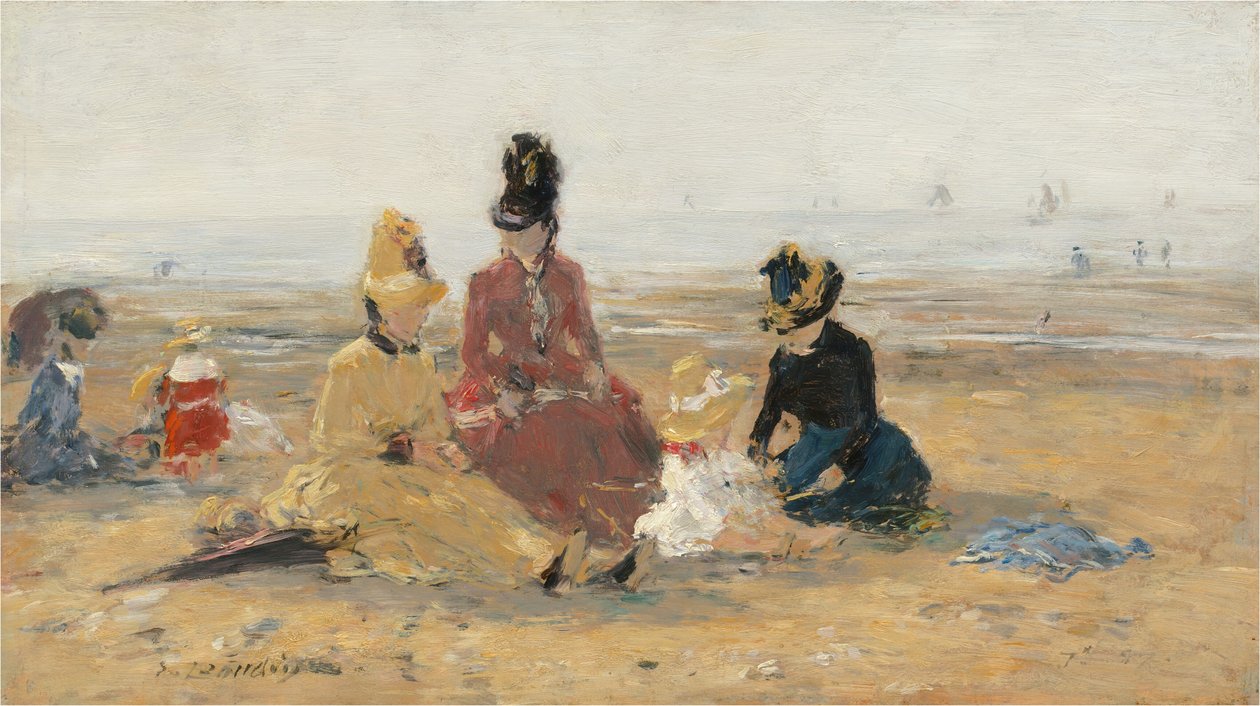 On the Beach, Trouville by Eugene Louis Boudin