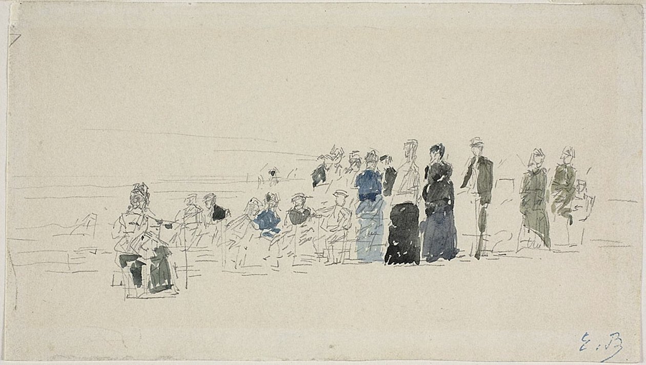 Petticoats on the Beach (recto); Breton Women on the Beach (verso) by Eugene Louis Boudin
