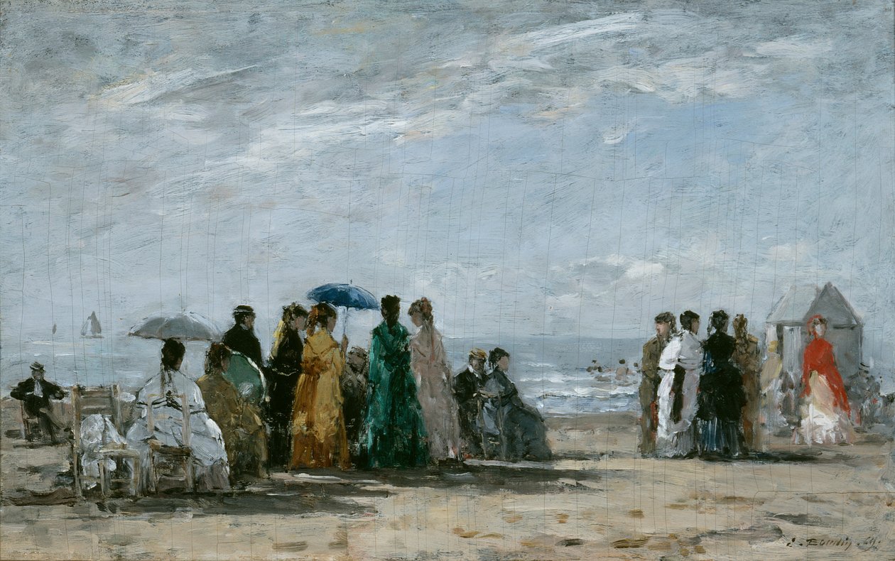 The Beach at Trouville by Eugene Louis Boudin