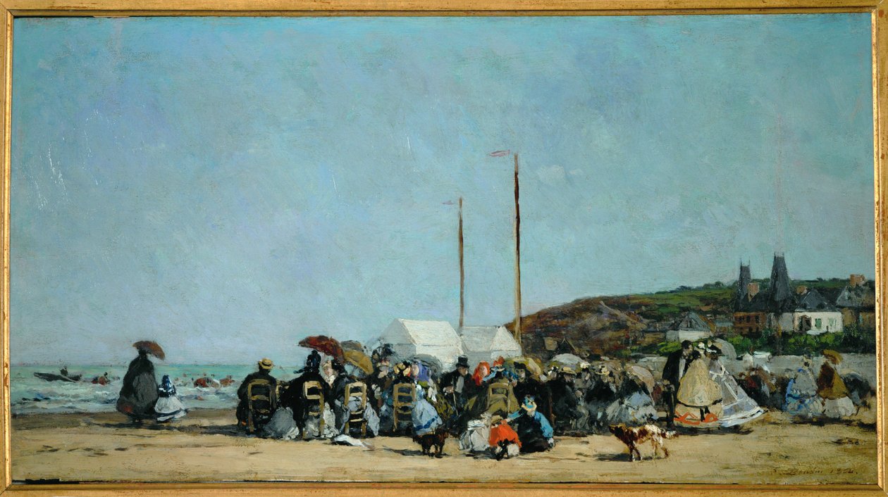 The Beach at Trouville by Eugene Louis Boudin