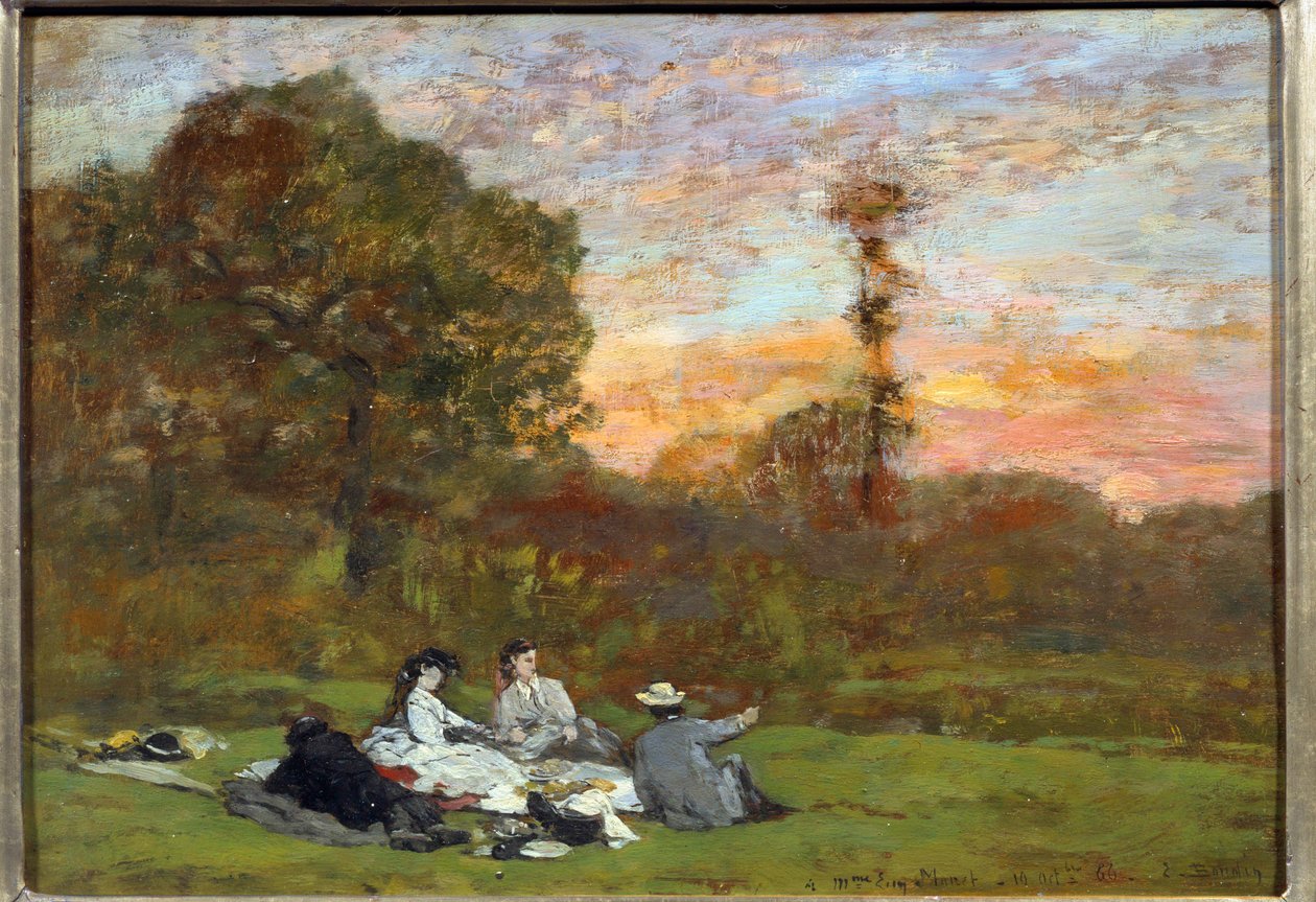 The breakfast on the grass by Eugene Louis Boudin