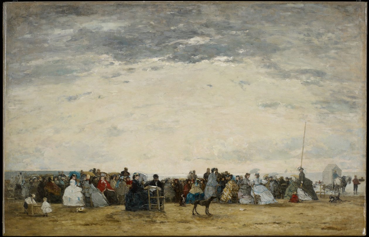 Vacationers on the Beach at Trouville by Eugene Louis Boudin