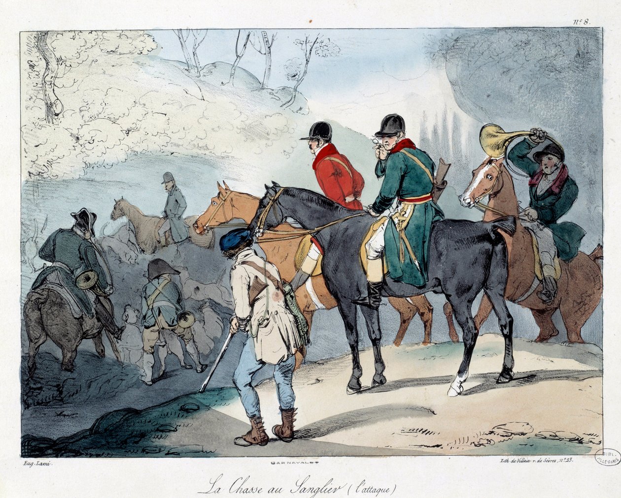 Boar hunting. Illustration of the book 