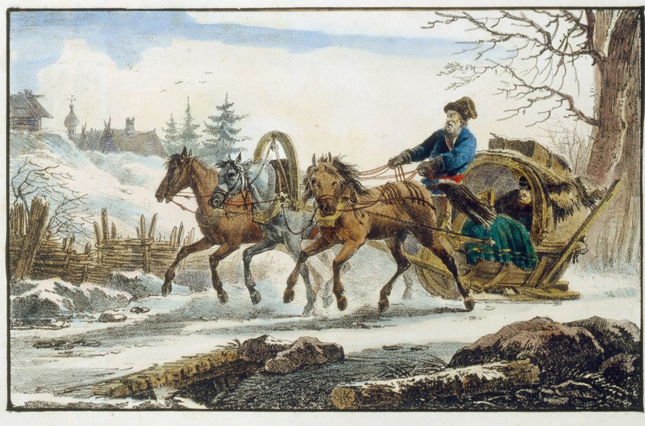 Troika Kibitka by Eugéne Pluchart