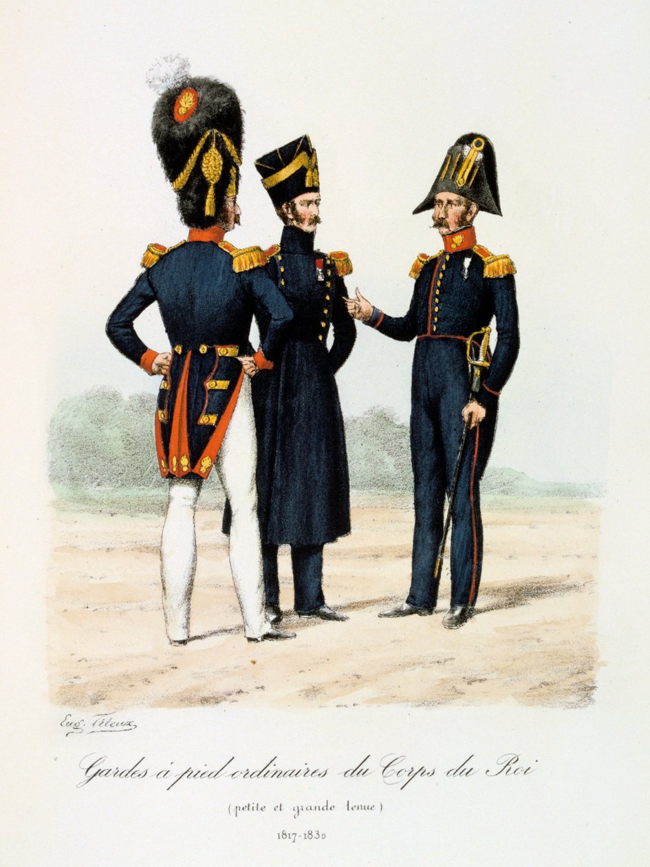 Gardes a pied ordinaires du Corps de Roi, petite and grande tenue by Eugene Titeux