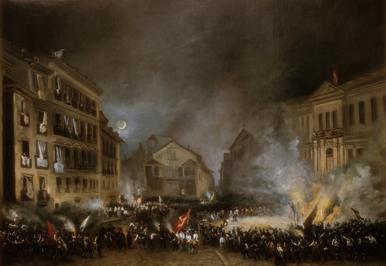 Episode of the Revolution of 1854 in Puerta del Sol in Madrid by Eugenio Lucas Velázquez