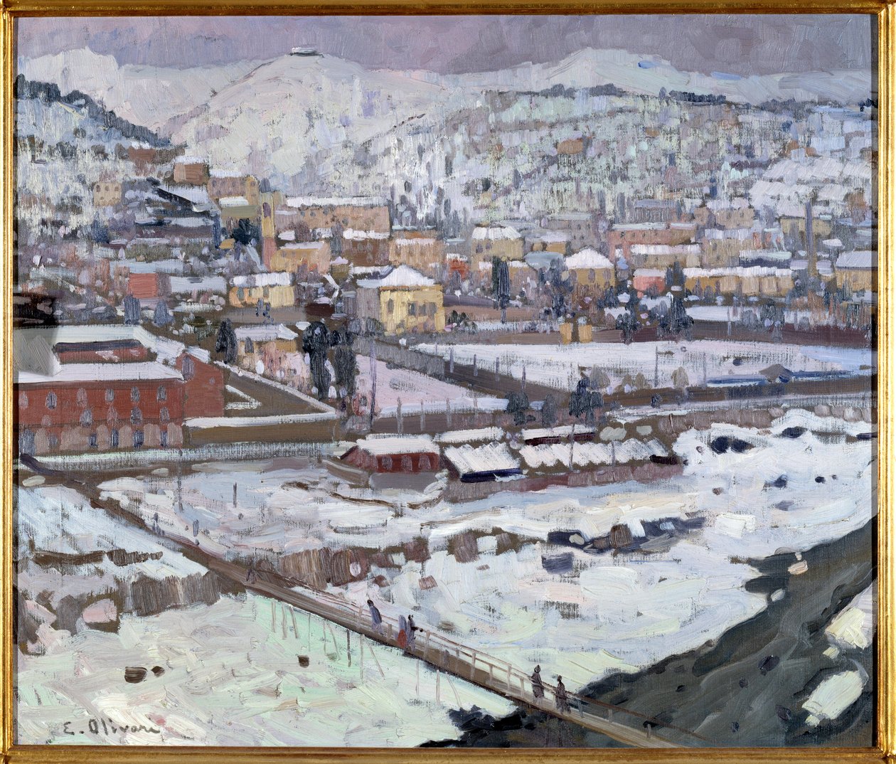View of Genoa under the Snow, Italy by Eugenio Olivari (1882-1917) by Eugenio Olivari