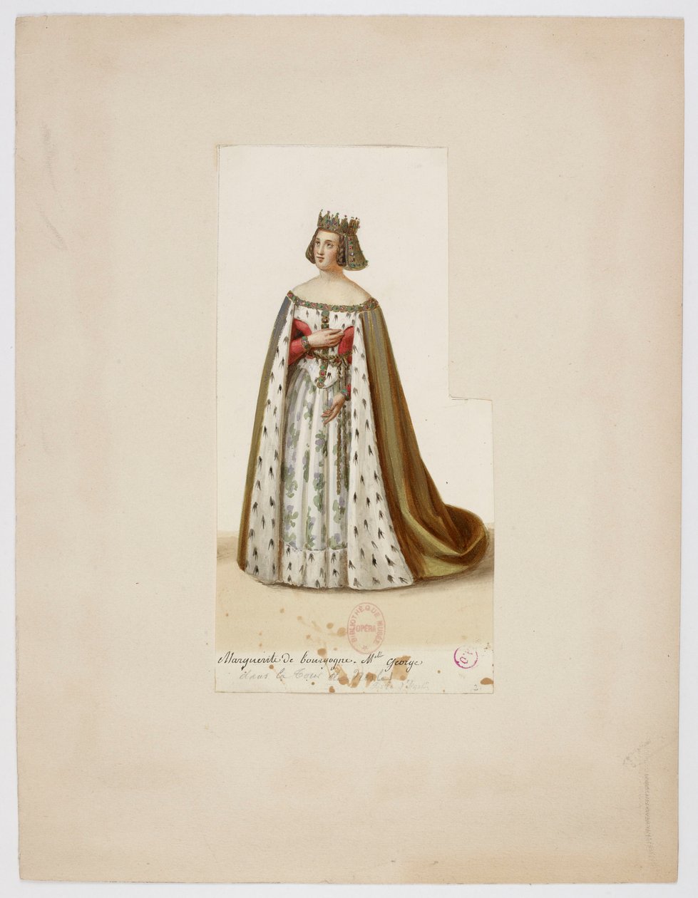 Costume of Mlle George as Marguerite de Bourgogne (La Tour de Nesle, 1832) by Eugène Du Faget