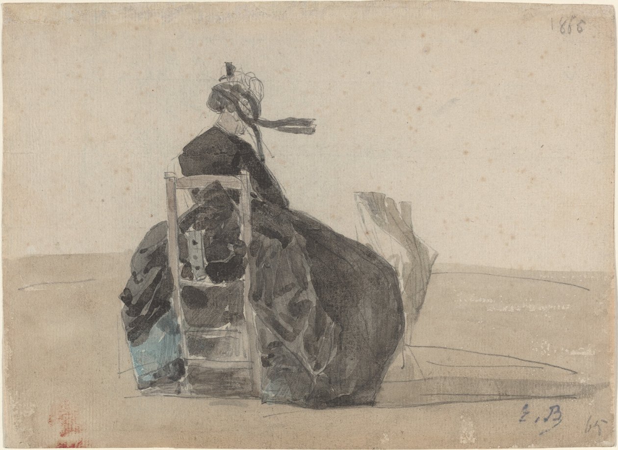 Seated Lady in Black, Trouville by Eugène Boudin