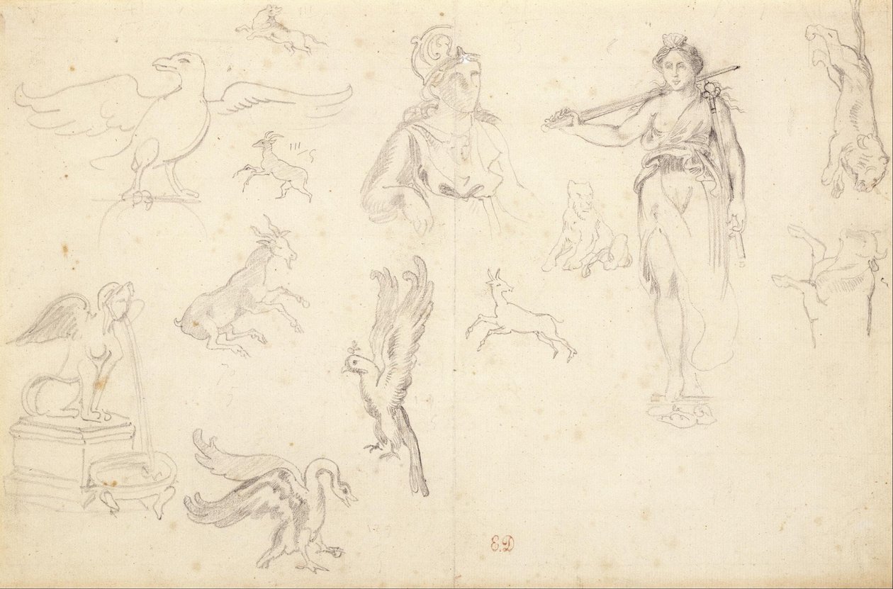 Animal and Figure Studies by Eugène Delacroix