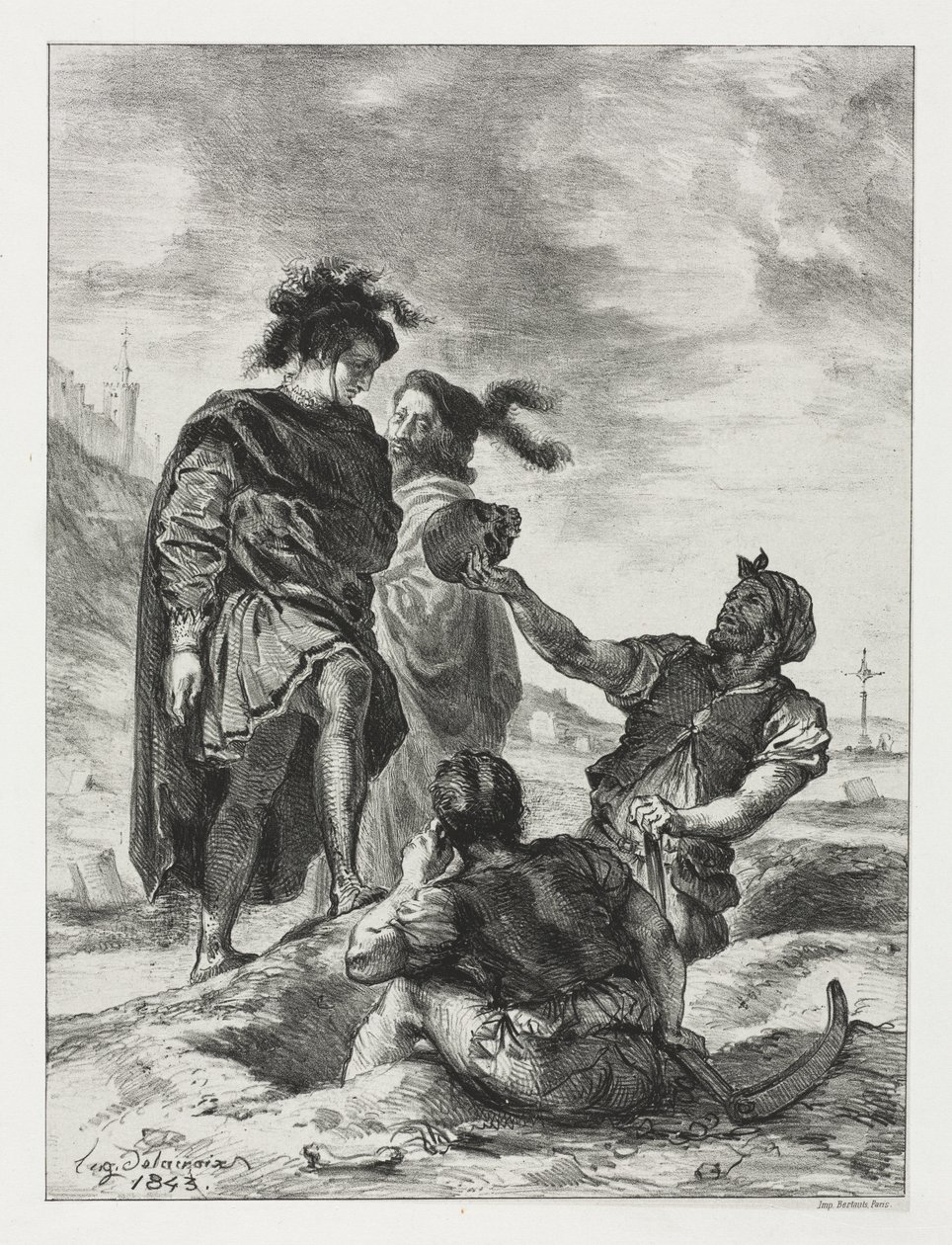 Hamlet: Hamlet and Horatio with the Grave Diggers by Eugène Delacroix