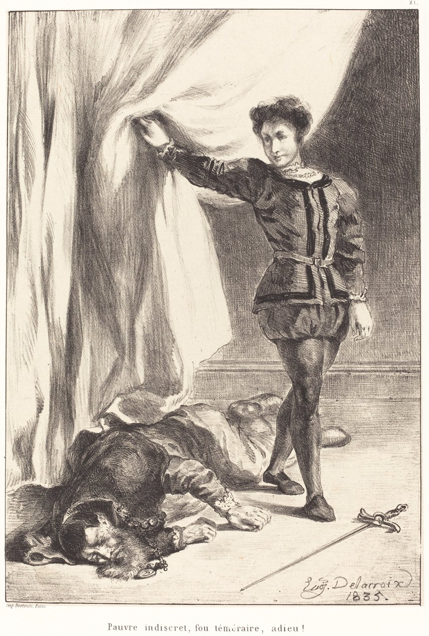 Hamlet and the Body of Polonius Act III, Scene IV by Eugène Delacroix