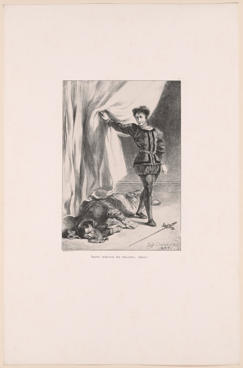 Hamlet and the Body of Polonius, plate 11 from Hamlet by Eugène Delacroix