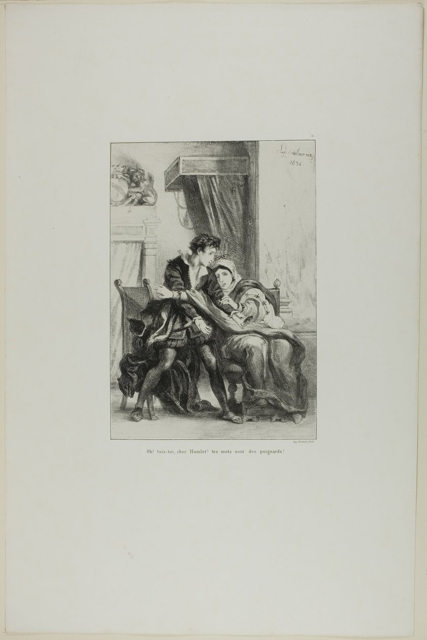 Hamlet and the Queen, plate 10 from Hamlet by Eugène Delacroix