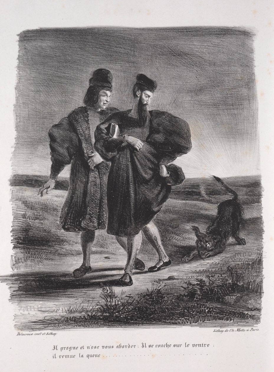 Illustrations for Faust: Faust, Mephistopheles and the Barbet by Eugène Delacroix